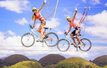 高空自行車：一舉雙得何樂(lè)而不為呢？